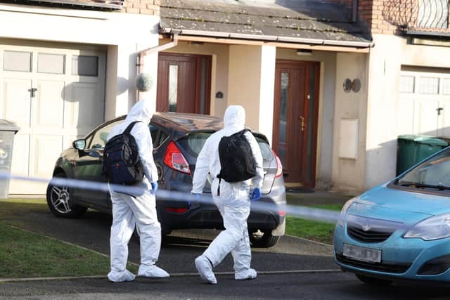 Photo by Jonathan Porter / Press Eye: Police  at the scene at Silverwood Green in Lurgan. A man in his 30s has been arrested on suspicion of murder following the death of a woman
