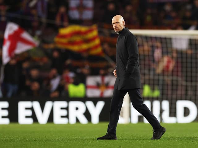 Manchester United manager Erik ten Hag pictured after the Red Devils' 2-2 draw against Barcelona in the UEFA Europa League.