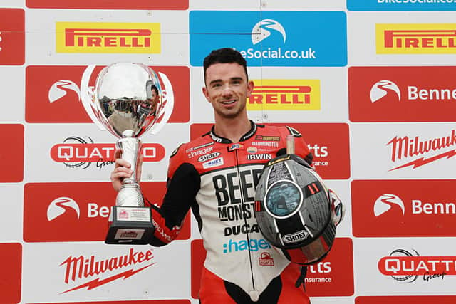 Glenn Irwin leads the British Superbike Championship by half-a-point after a double at Oulton Park in Cheshire on the the BeerMonster Ducati. Picture: Rod Neill/Pacemaker Press