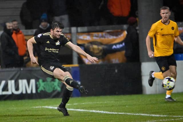 Philip Lowry's first-half strike helped Crusaders to victory against Carrick Rangers. PIC: INPHO/Stephen Hamilton