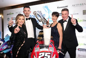 Glenn Irwin with his partner Laura and Mum and Dad, Margaret and Alan after winning the Irish Motorcyclist of the Year and Short Circuit Rider of the Year (UK Circuits) awards at the Irish Motorbike Awards in Belfast.