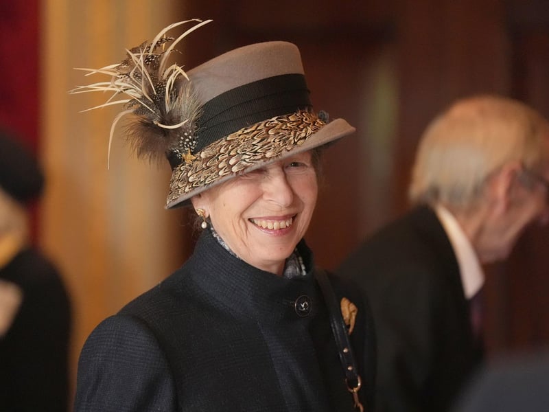 The Princess Royal before presenting 106-year-old veteran Norman Irwin with his British Empire Medal (BEM) before attending the annual garden party at Hillsborough Castle during her visit to Northern Ireland. Picture date: Wednesday September 10, 2025. PA Photo. Photo credit should read: Niall Carson/PA Wire