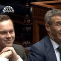 Alliance's Eóin Tennyson and Andrew Muir laugh off a DUP MLA saying she took no pleasure in bringing a no confidence motion in the minister.