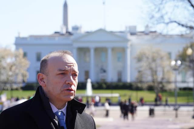 Northern Ireland Secretary of state Chris Heaton-Harris outside the White House in Washington, DC, during the Taoiseachs visit to the US for St Patrick's Day. Picture date: Thursday March 16, 2023.
