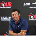 Northern Ireland's Rory McIlroy speaks to the media prior to the Tour Championship at East Lake Golf Club on Wednesday in Atlanta, Georgia.  (Photo by Kevin C. Cox/Getty Images)