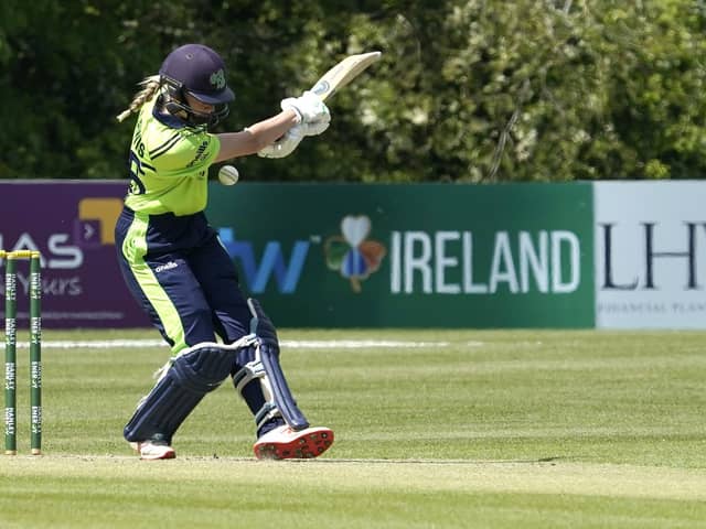 Ireland's Gaby Lewis scored an unbeaten half-century as Ireland defeated Zimbabwe