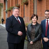 Brian Murphy, managing partner, BDO NI, Maureen O’Reilly , economist for the QES and Stuart Anderson, head of public affairs, NI Chamber