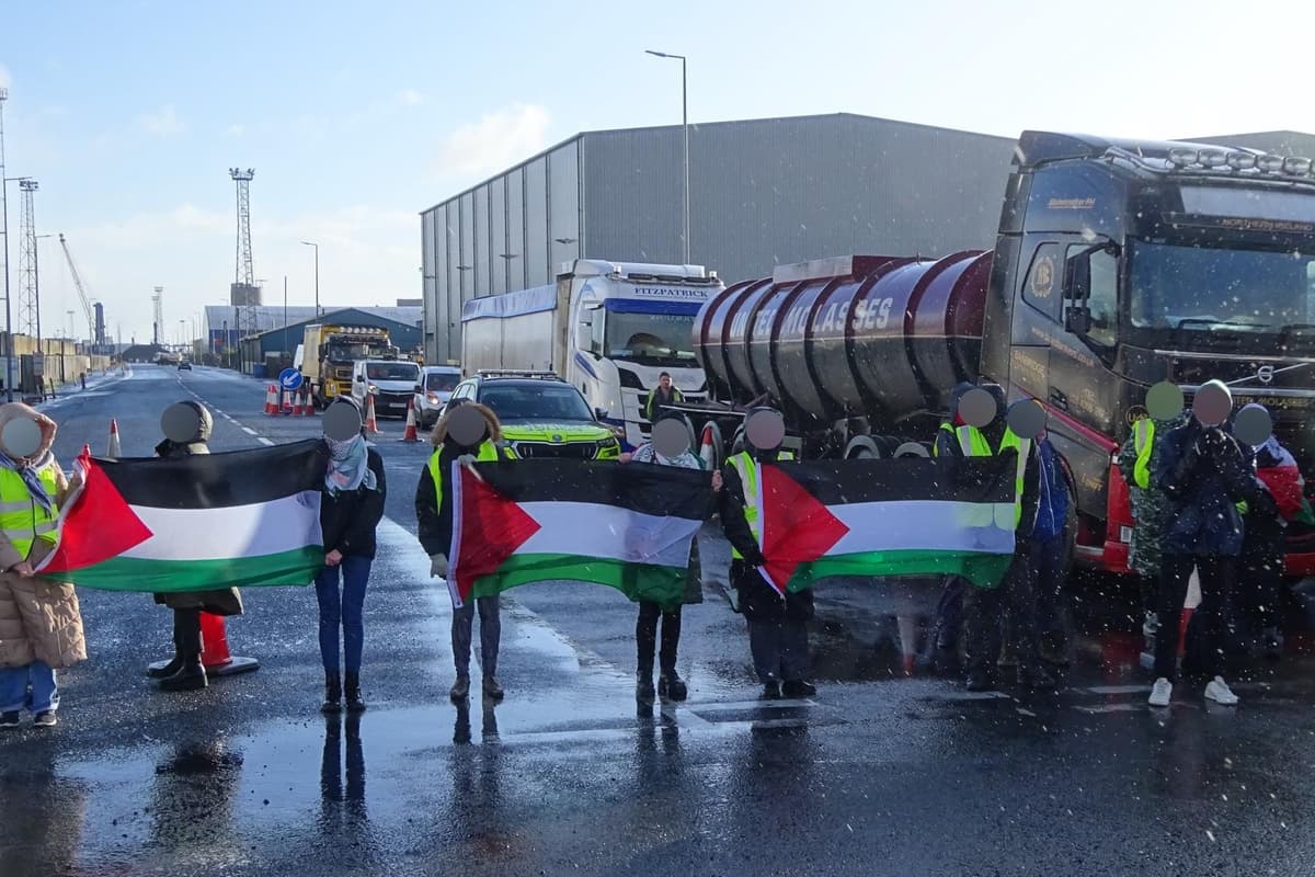 Palestine protest which brought part of Belfast port to a standstill clarifies 'Protestant unionist loyalist' attendance