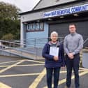 Ann Patterson, chairperson of Crossgar War Memorial Community Hall and DUP Cllr Callum Bowsie.