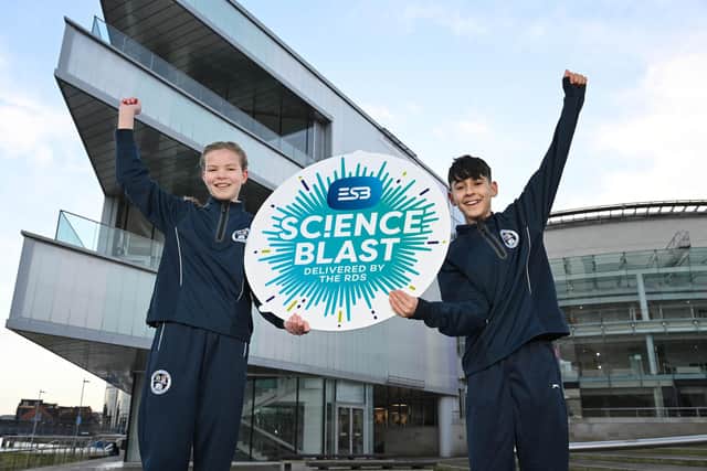 Pictured at the launch of ESB Science Blast, which will take place at the ICC Belfast on the 25th of April, are pupils from Crumlin Integrated Primary School, Zavier Ross and Sadie Hambleton. ESB Science Blast is a free, all-Ireland and non-competitive educational programme for primary schools, that involves the whole class investigating the science behind simple questions. Teachers are invited to submit their applications to take part before the 23rd of March deadline. Find out more by visiting https://www.esbscienceblast.com.