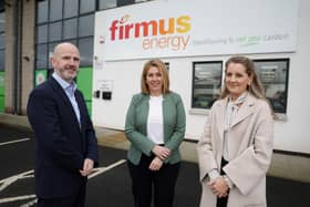 Damien Long, relationship director, Ulster Bank, Denise Curran, finance director, firmus energy, and Catherine Green, associate director, Ulster Bank announce the refinancing of firmus energy, one of Northern Ireland’s most important infrastructure businesses