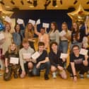 Pupils at Hazelwood Integrated College in in North Belfast pictured after receiving A-level results in Northern Ireland.Picture By: Arthur Allison/Pacemaker Press.