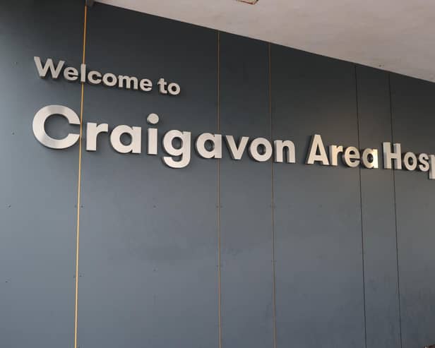 The main entrance to Craigavon Area Hospital