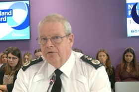 PSNI chief constable Simon Byrne at the NI Policing Board meeting on 1 June 2023
