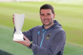 Linfield boss David Healy lifts his 17th NIFWA Manager of the Month award
