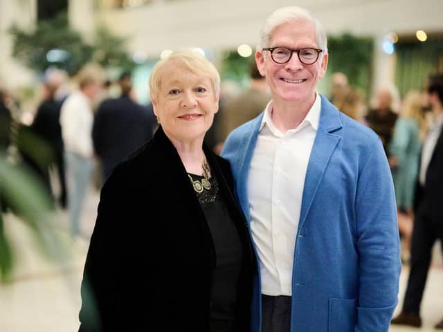 Mary McKenna, chair and co-founder of AwakenAngels and AwakenHub is pictured in Luxembourg with Martin Skea, director General of EBAN, at the announcement of her appointment to the EBAN Board