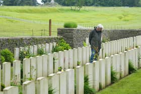 UTV presenter Paul Clark at Newfoundland Memorial Park on the Somme, which preserves grounds that formed part of the Western Front's lines.