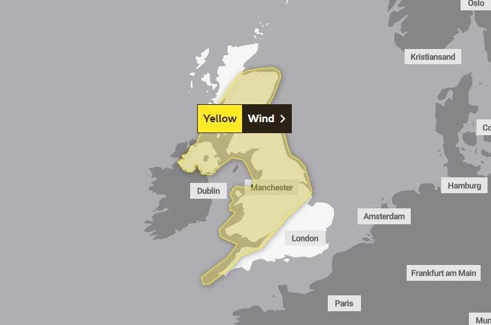 Storm Agnes: Yellow weather warnings issued for high winds which could be significantly disruptive