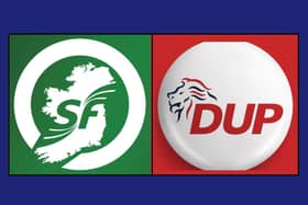 Sinn Fein and DUP logos