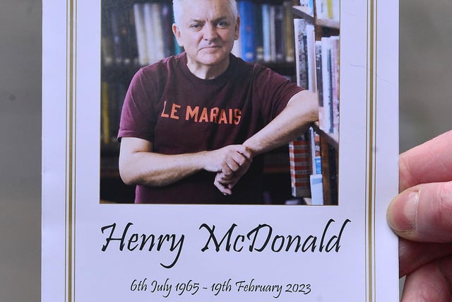 The funeral of Journalist Henry McDonald took place Tuesday at The Oh Yeah Music Centre in Belfast Northern Ireland.