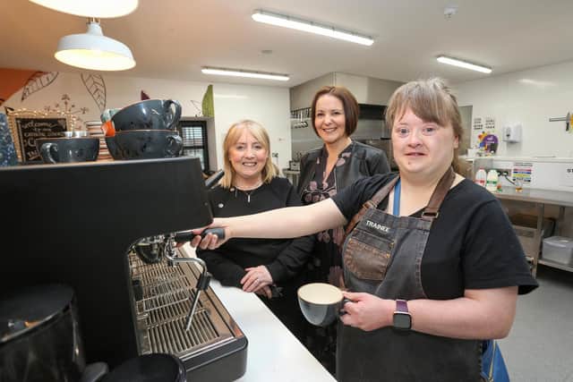 Martina Bell, Aspace2 with trainee Aine Ferguson and Danielle Whoriskey, Bank of Ireland UK