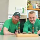 Gary Patterson and Patrick Walker of Emerald Ire hot sauces in the development kitchen at FoodOvation in Londonderry