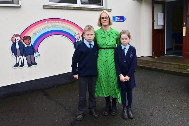 Principal Gemma Harrison with her children Finley and Eve