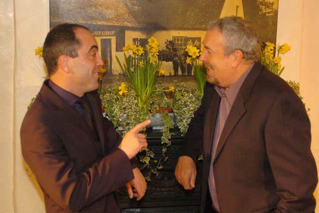Jimmy Nesbitt joins Gerry Kelly for his St Patrick's Special at the Crosskeys Inn, Toome in happier times.