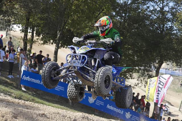 Moria’s Dean Dillon finished 10th in race one and seventh in his second race at Quadcross of Nations at Cingoli, Italy. Picture: Maurice Montgomery