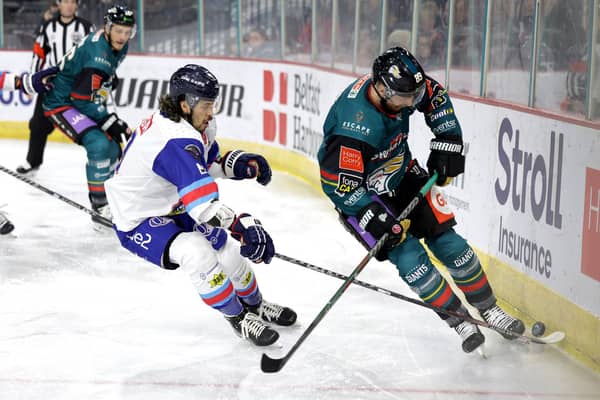 The Stena Line Belfast Giants have today announced the signing of American left-winger, Elijiah Barriga, pictured in blue and white of the Dundee Stars, ahead of the forthcoming 2023/24 season. Photo by William Cherry/Presseye