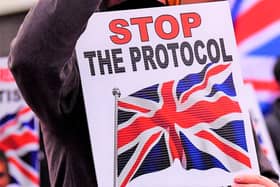 An anti-Protocol demonstrator's sign
