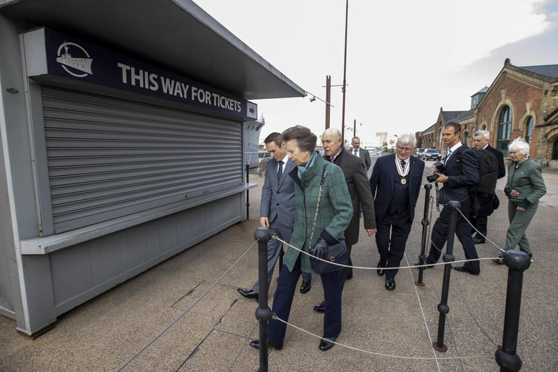 The Princess Royal  during the reopening of HMS Caroline and the Pumphouse at Alexandra Dock, in the Titanic Quarter, Belfast, following an extended period of closure due to the covid pandemic. Picture date: Tuesday April 25, 2023. PA Photo. Photo credit should read: Liam McBurney/PA Wire