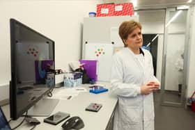 Nicola Sturgeon at the University of Edinburgh yesterday to mark a report to support more women into entrepreneurship. St Nicola’s halo is fading by the day as her failures are subjected to scrutiny, writes Ruth Dudley Edwards. Photo: Russell Cheyne/PA Wire