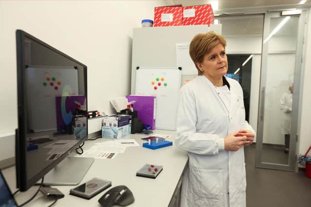 Nicola Sturgeon at the University of Edinburgh yesterday to mark a report to support more women into entrepreneurship. St Nicola’s halo is fading by the day as her failures are subjected to scrutiny, writes Ruth Dudley Edwards. Photo: Russell Cheyne/PA Wire