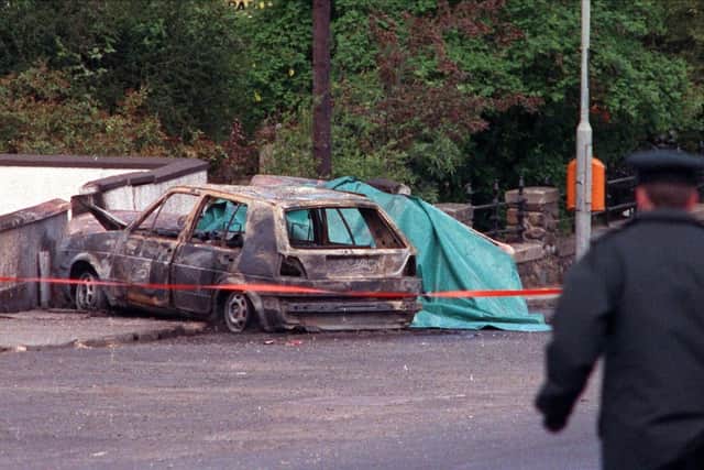 The car in which three IRA men were shot dead by the SAS in Coagh in 1991