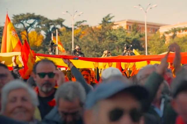 An image shared online by Spanish right-wing party Vox showing anti-separatist rally in Madrid, November 18