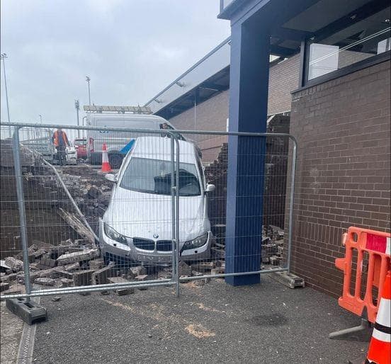 This dramatic picture was taken after a car collided with another car before hitting a wall at Ballymena Bus Station - Vimarsana News
