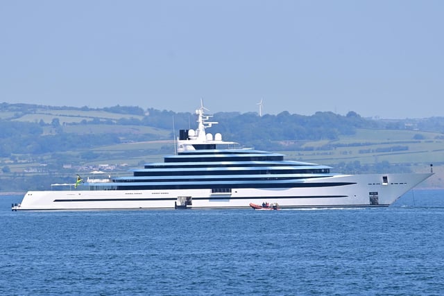 A superyacht belonging to one of the wealthiest women in the world has been pictured off the coast of Bangor on Thursday.
