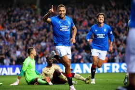 Rangers' Cyriel Dessers celebrates scoring his side's second goal against Servette in a 2-1 victory at Ibrox on Wednesday night