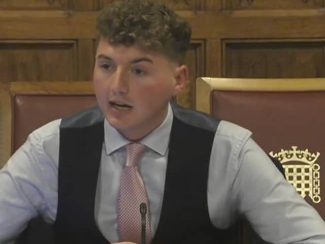 Alexander Kinnear, parliamentary officer for the Ulster Farmers' Union, giving evidence to the House of Lords European Affairs sub-committee on the Windsor Framework. Photo: House of Lords/UK Parliament/PA Wire