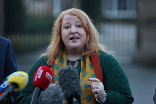Alliance party leader Naomi Long speaks to media outside Hillsborough Castle after talks between Northern Ireland Secretary Chris Heaton-Harris and the main political parties. Picture date: Monday December 11, 2023. Photo: Liam McBurney/PA Wire