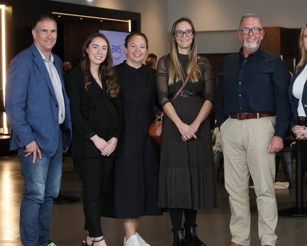 Pictured at the Amazon Web Services Start-up Day is Rob Chester and Ellen Marks from ubloquity, Anna Kuzma and Suzanne Leslie from Amazon Web Services, Kieran Kelly from ubloquity and Fiona Simpson, Head of Commercial NI at Amazon Web Services