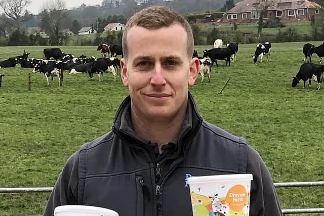 John Drayne runs the luxury ice cream and sorbet business at Draynes Farm, Lisburn. Ice cream is made from fresh milk from the farm’s extensive herd. It has recently secured its first business in Dublin