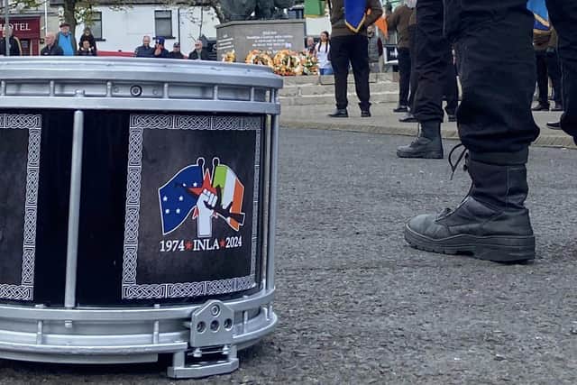 Details of a drum posted up on the Facebook page of The James Connolly Memorial Flute Band