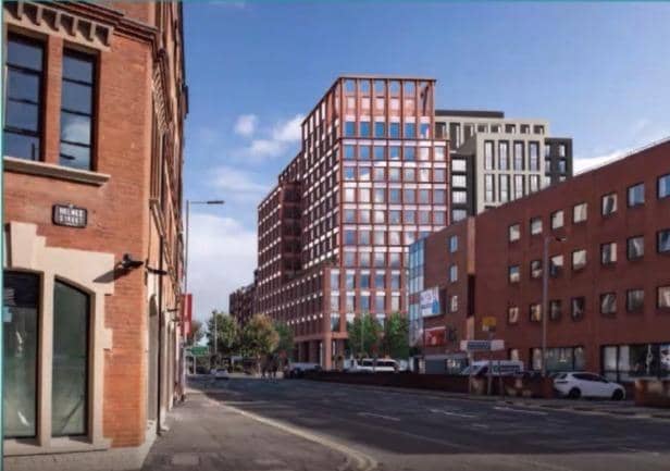 CGI artist’s impression of the planned Dublin Road buildings from Bruce Street