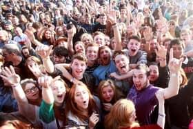 Gig-goers at the Tennants Vital festival in Boucher Road Playing Fields in 2014. Photo: David Fitzgerald