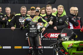 World Superbike rider Jonathan Rea at Donington Park with his father Johnny and brother Richard. Picture: Graeme Brown/GeeBee Images