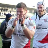 Current Dungannon coach Bryan Young (front) celebrating a win with Ulster in 2011. (Photo by Darren Kidd/PressEye)