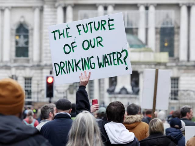 An anti-pollution rally in Belfast city centre in November 2024 demanded action on Lough Neagh. Photo: Jonathan Porter/PressEye
