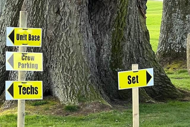 Just some of the signage in Tollymore Forest Park this week during filming of How To Train Your Dragon.